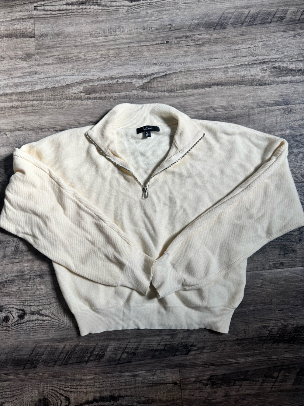 Lulu's Cream Zip-Front Knit Top